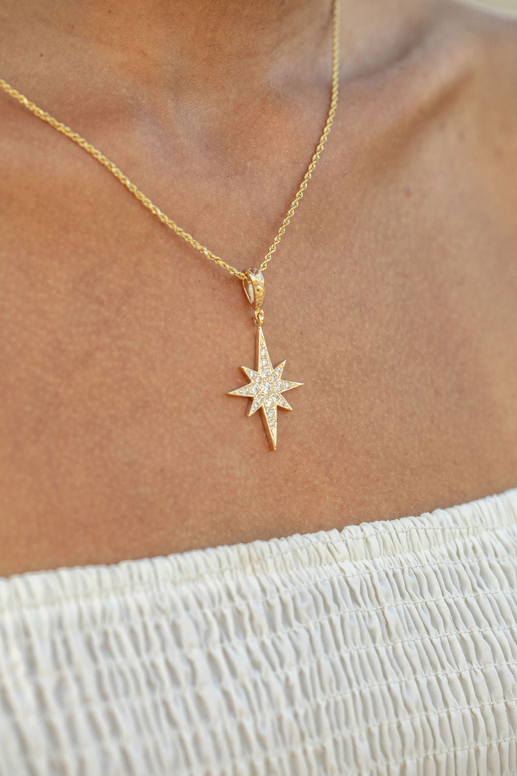 Gold Stardust Lab-Diamond Pendant