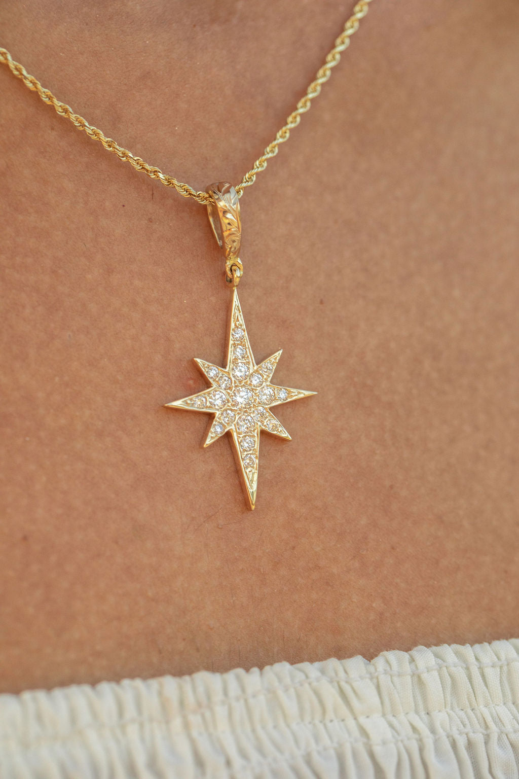 Gold Stardust Lab-Diamond Pendant