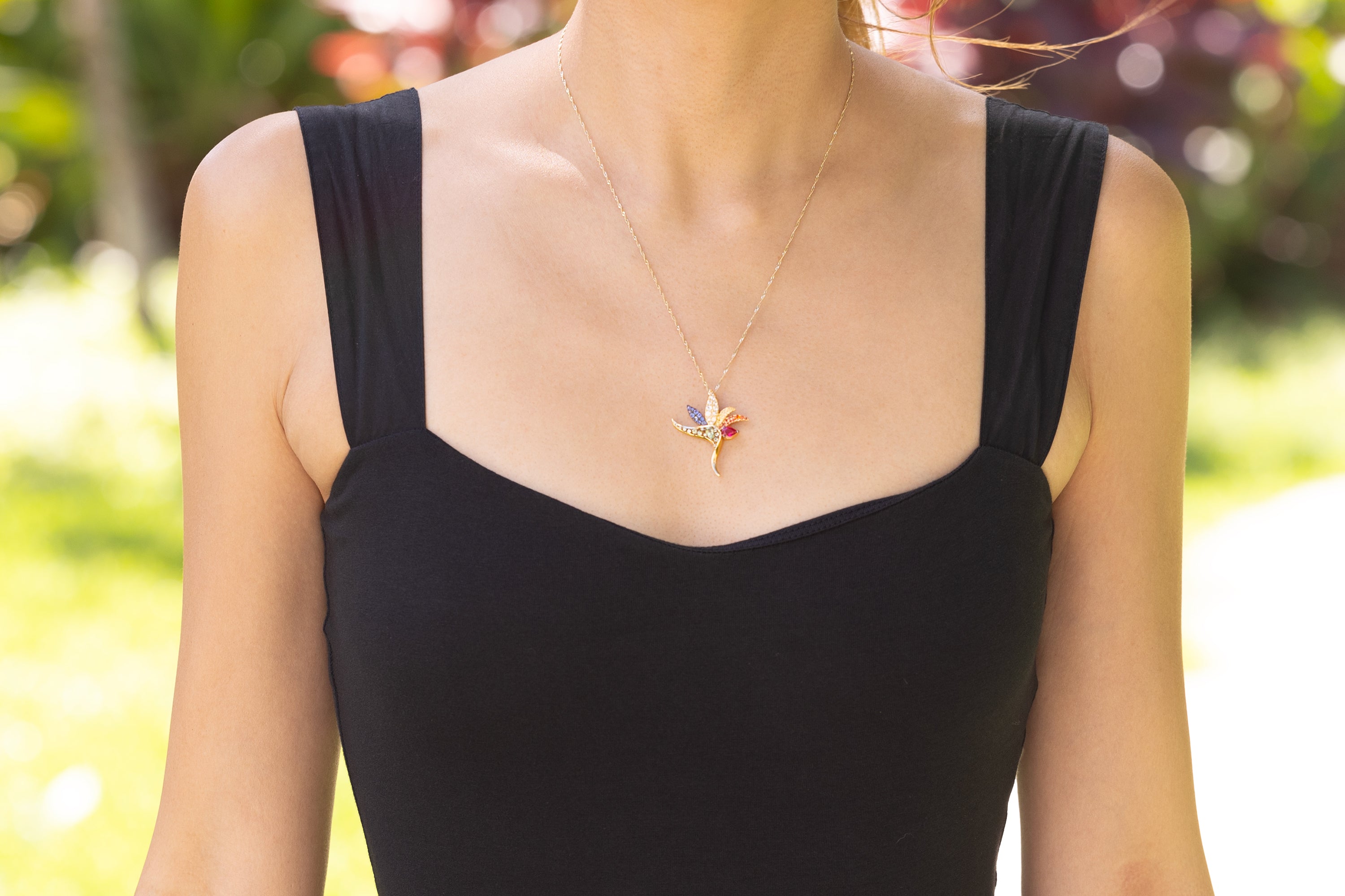 14K Gold Bird of Paradise Pendant