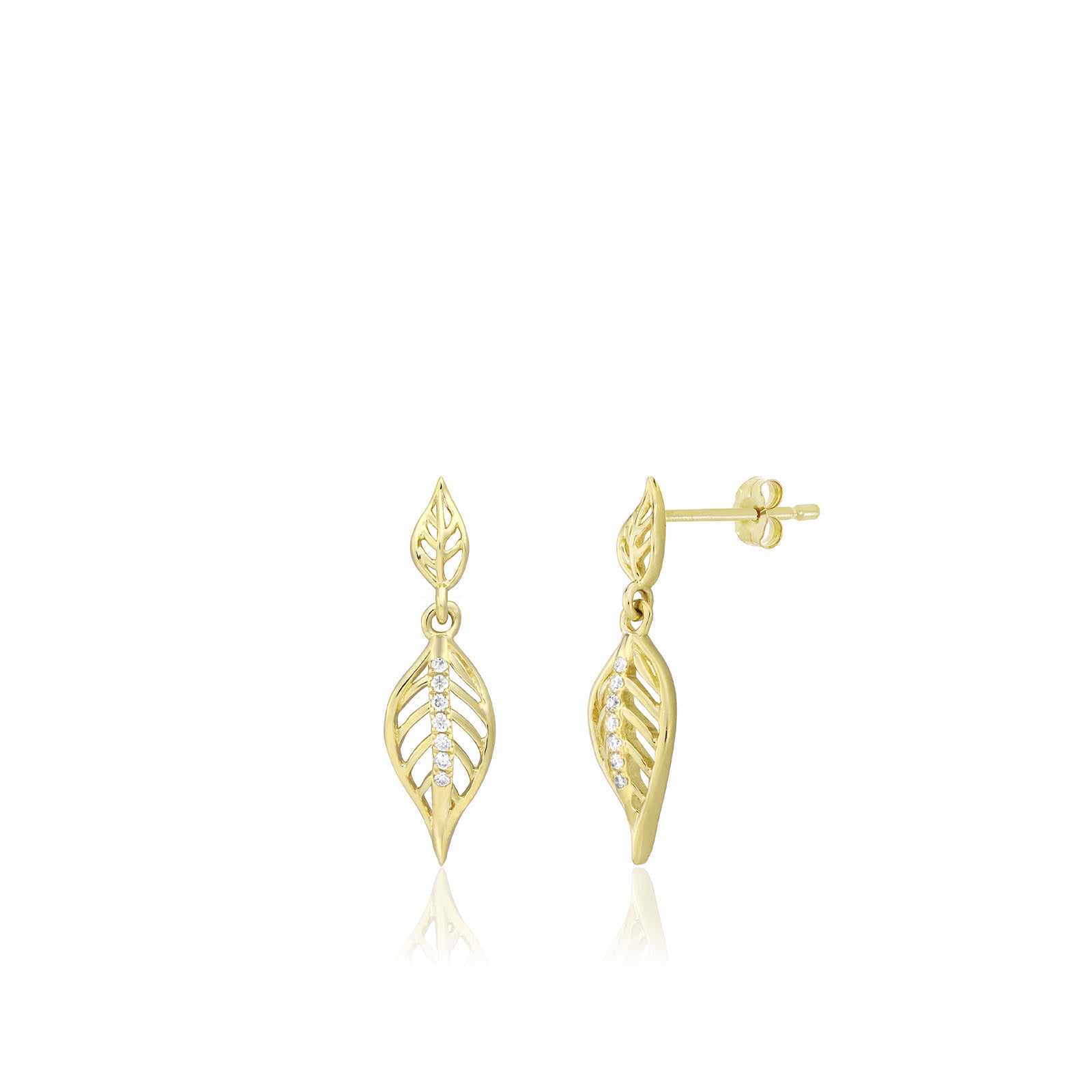 Diamond Maile Leaf Stud Earrings