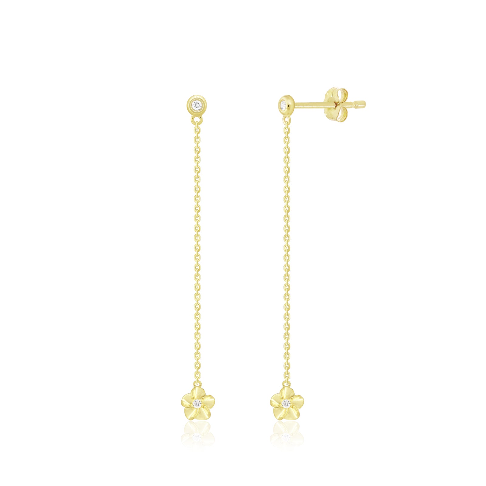 Plumeria Diamond Dangle Earrings