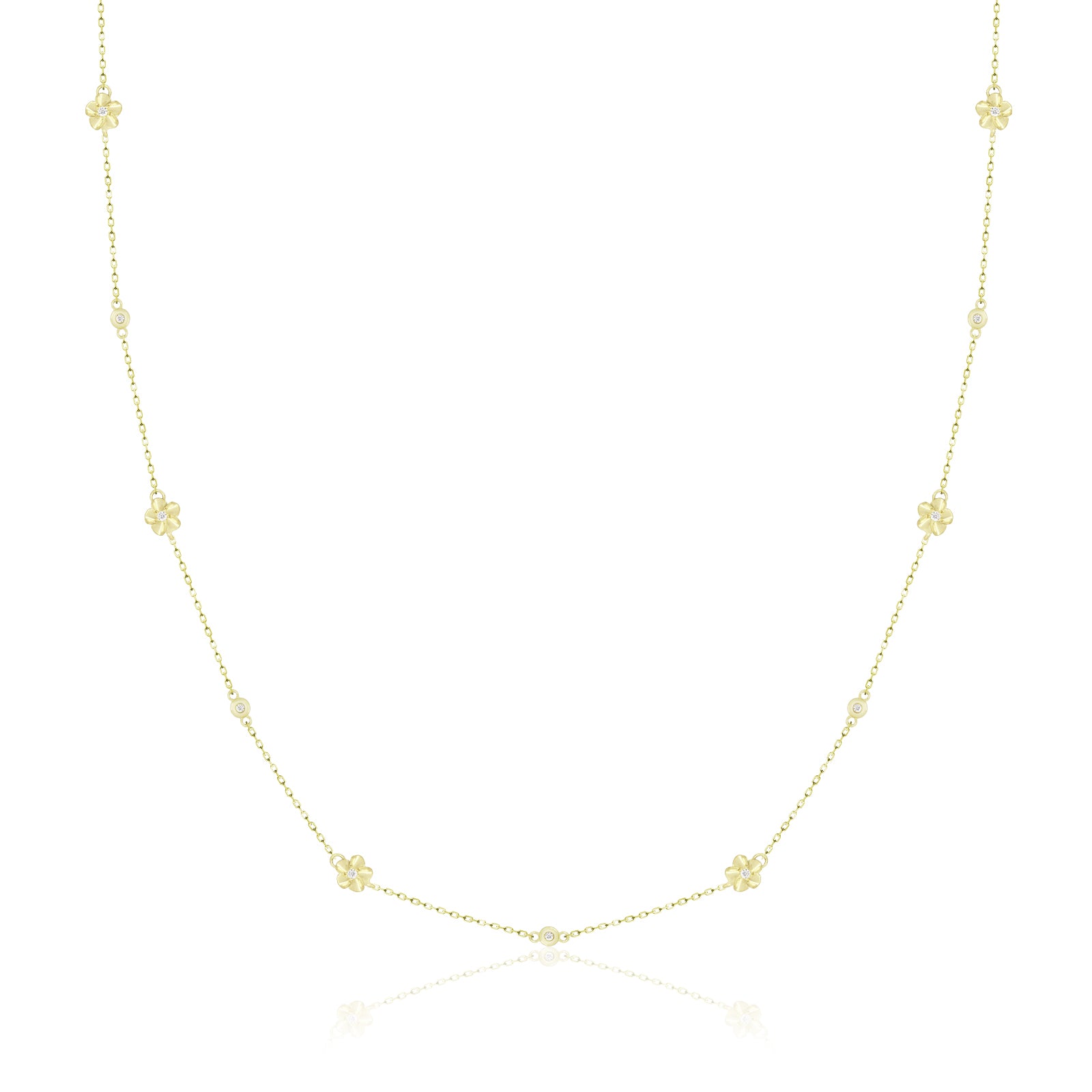 Diamond Plumeria Link Necklace