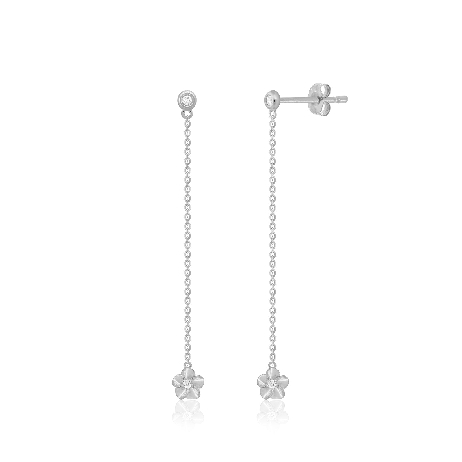 Plumeria Diamond Dangle Earrings