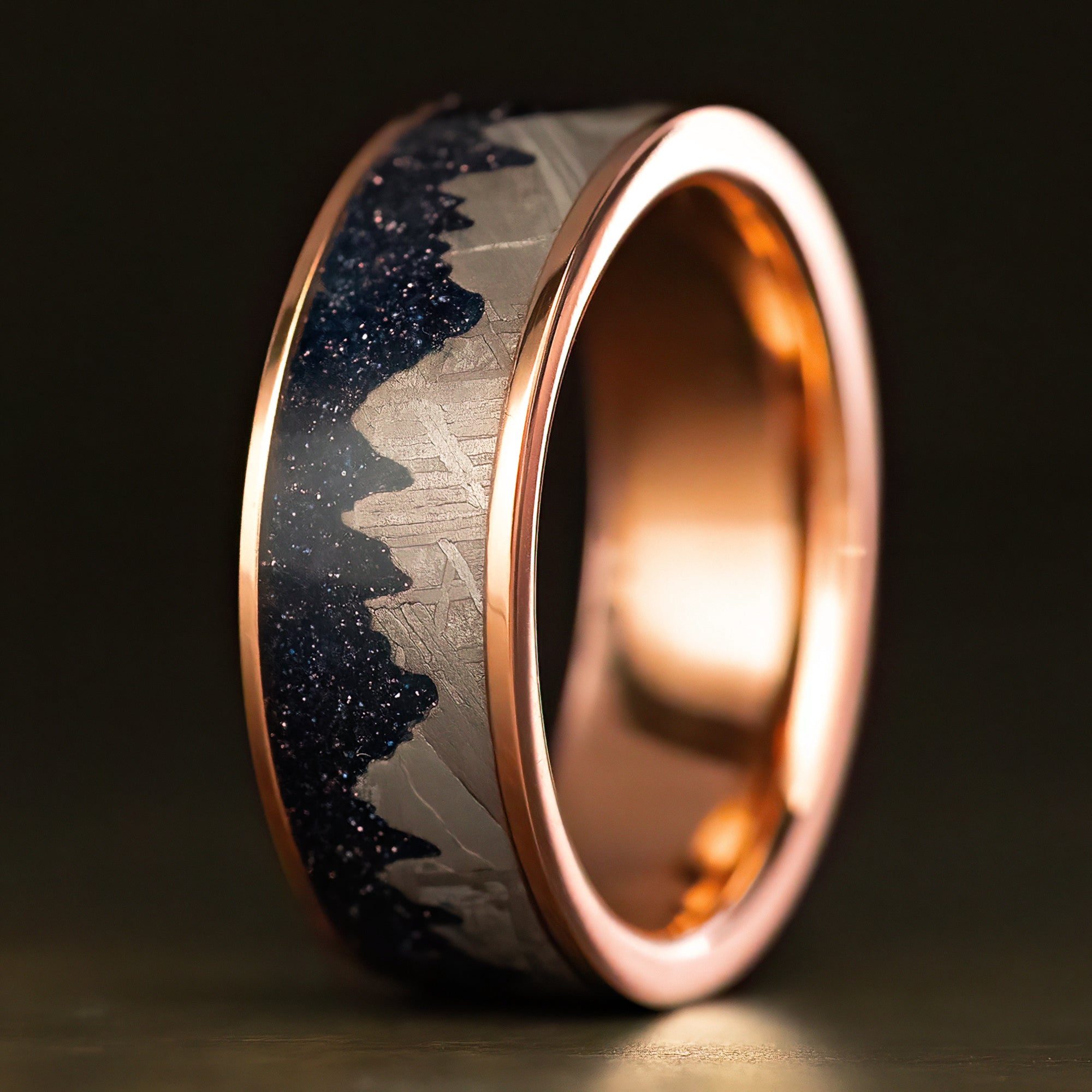 14K Gold 'The Mauka' Meteorite & Blue Sand Stone
