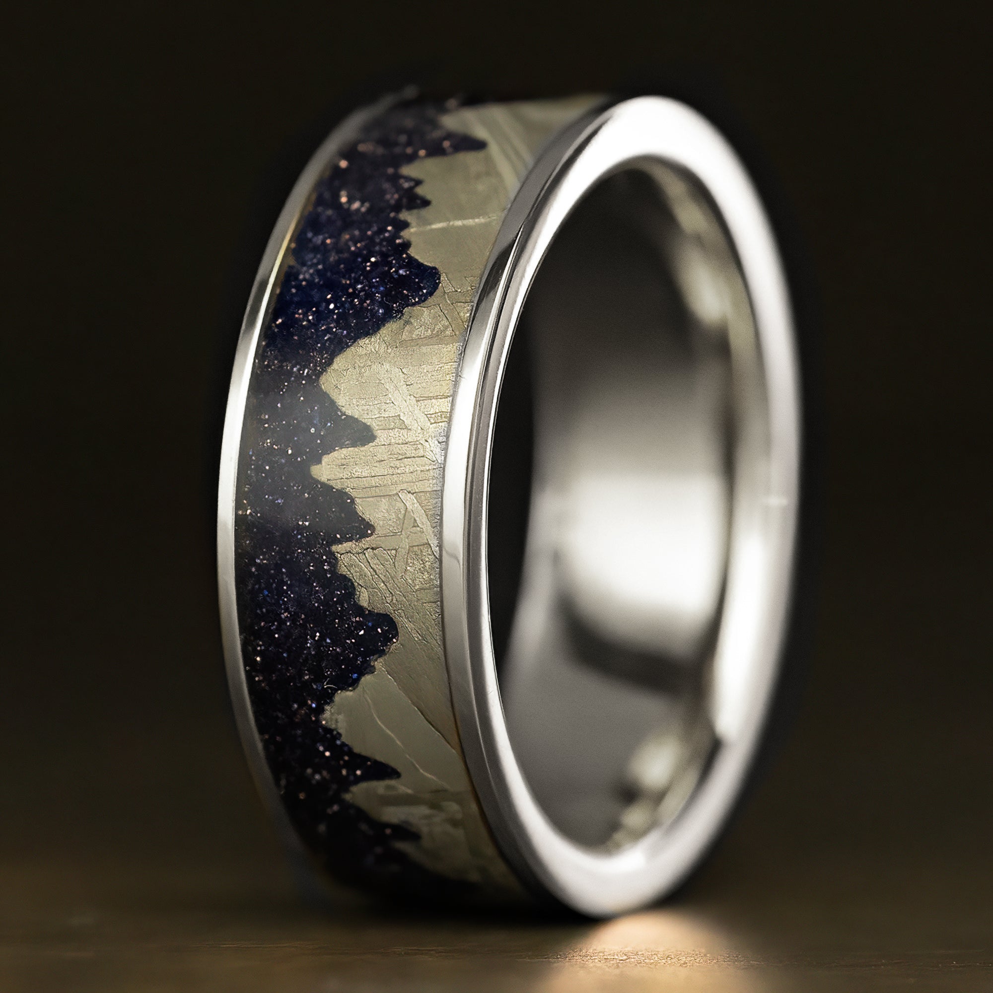 14K Gold 'The Mauka' Meteorite & Blue Sand Stone