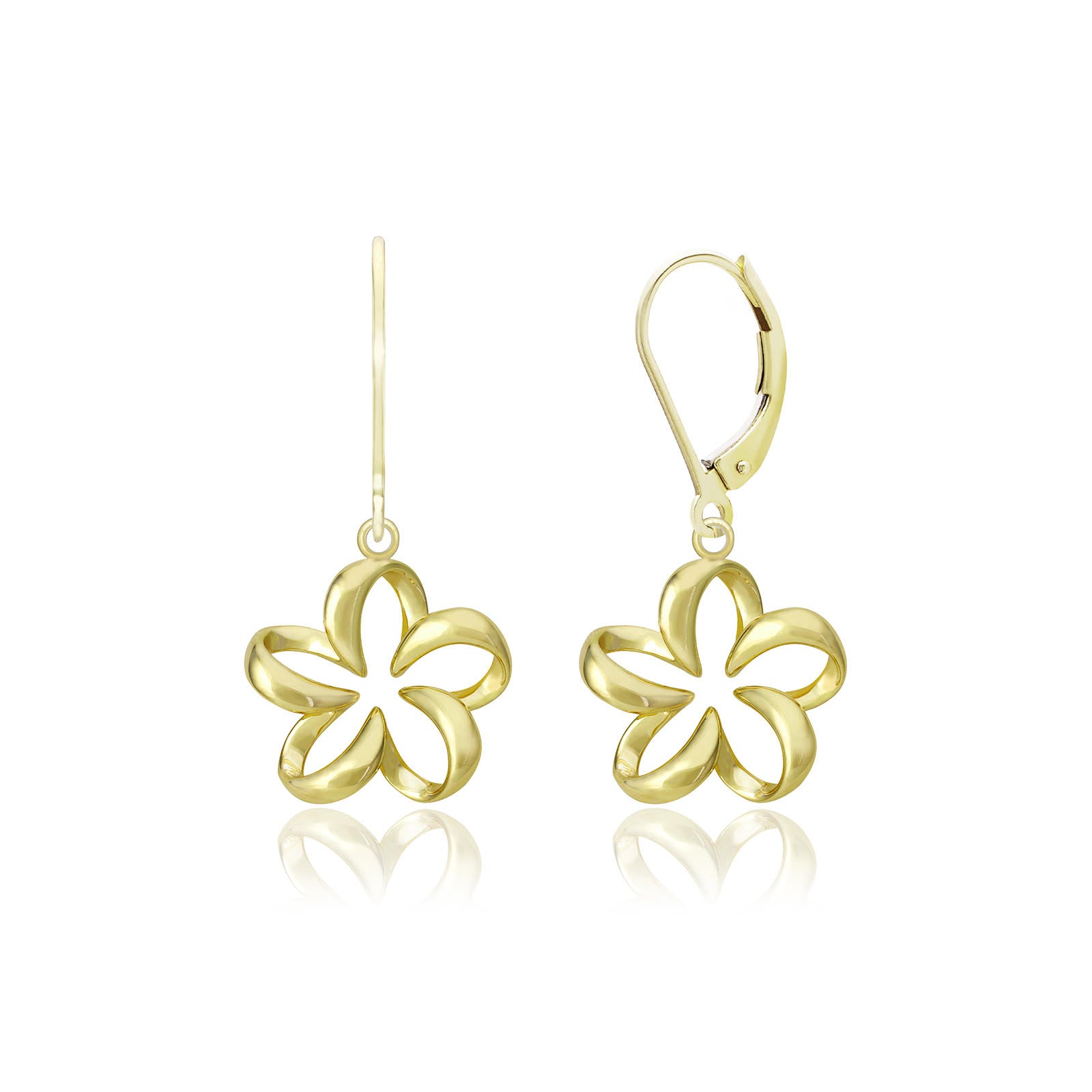 Floating Plumeria Leverback Earrings