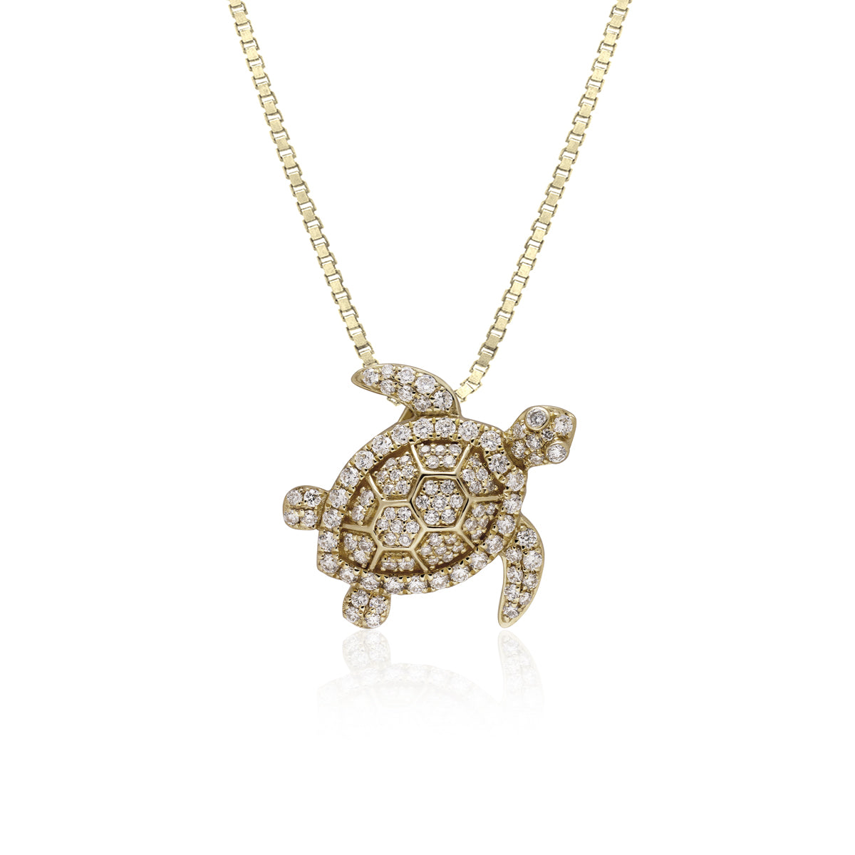 14K Gold Diamond Turtle Pendant