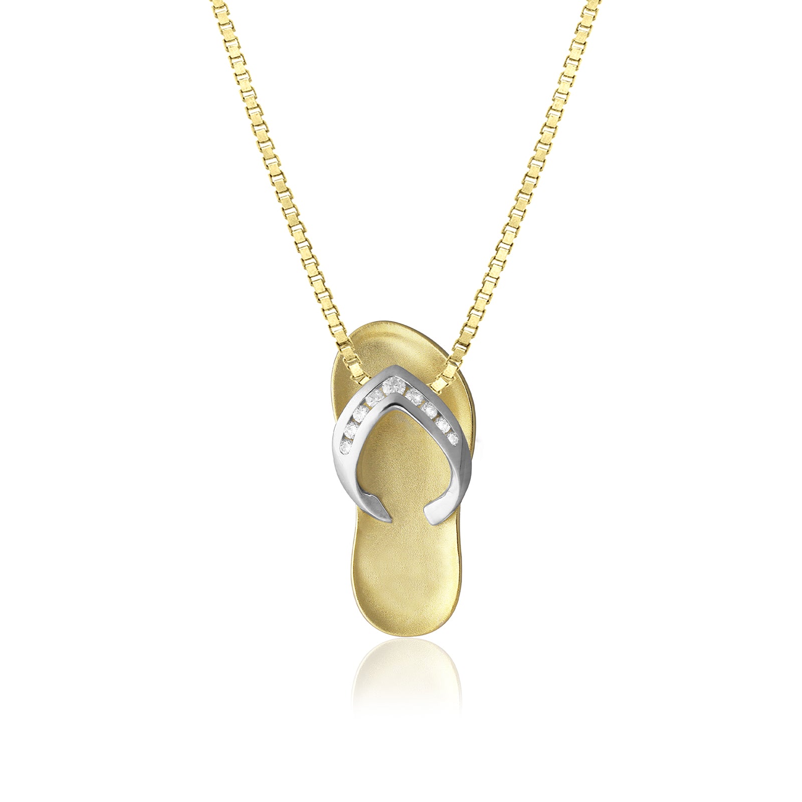 14K Gold Two Tone Slipper Pendant with Diamonds