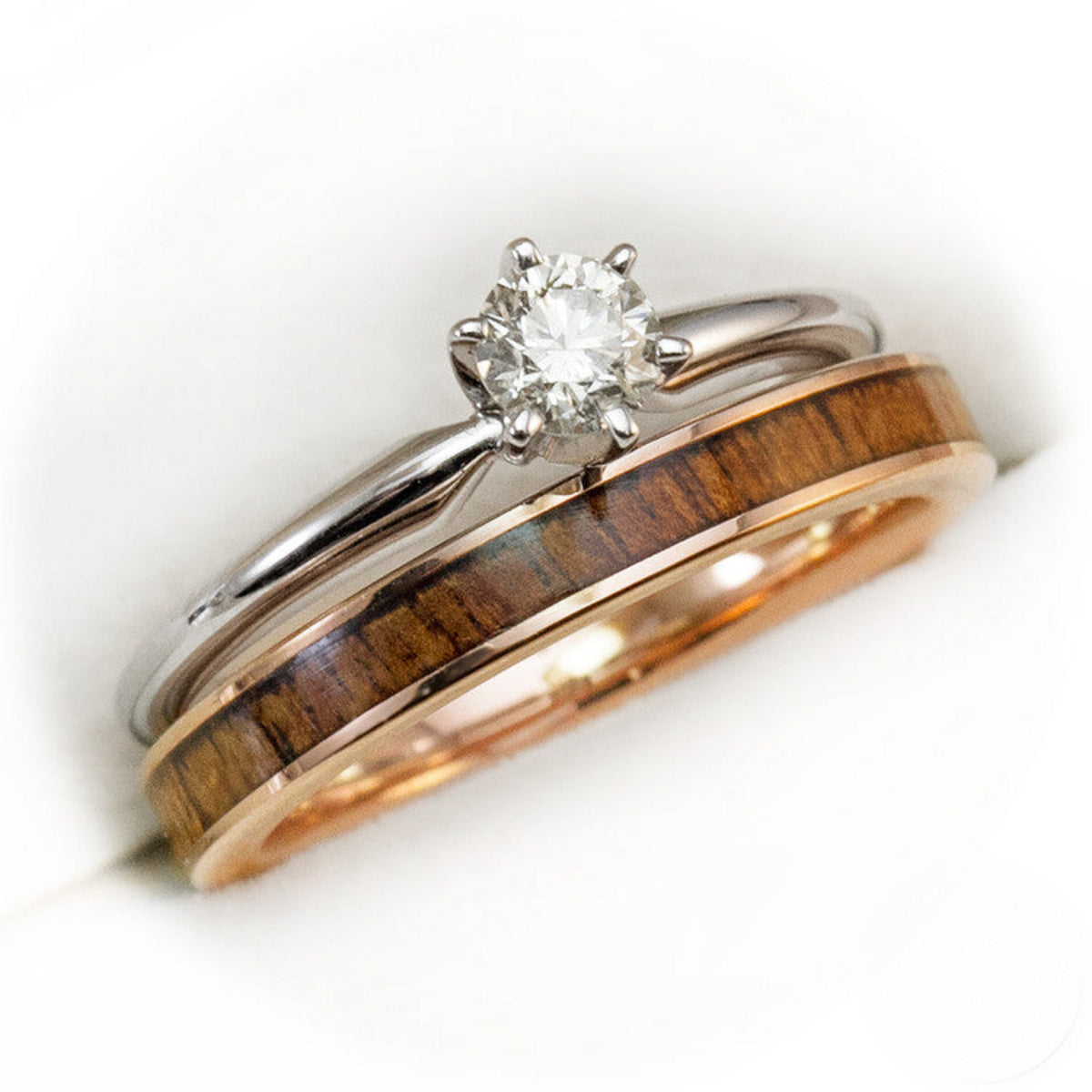 14k White Gold Solitaire .25CT Diamond Engagement Ring Set