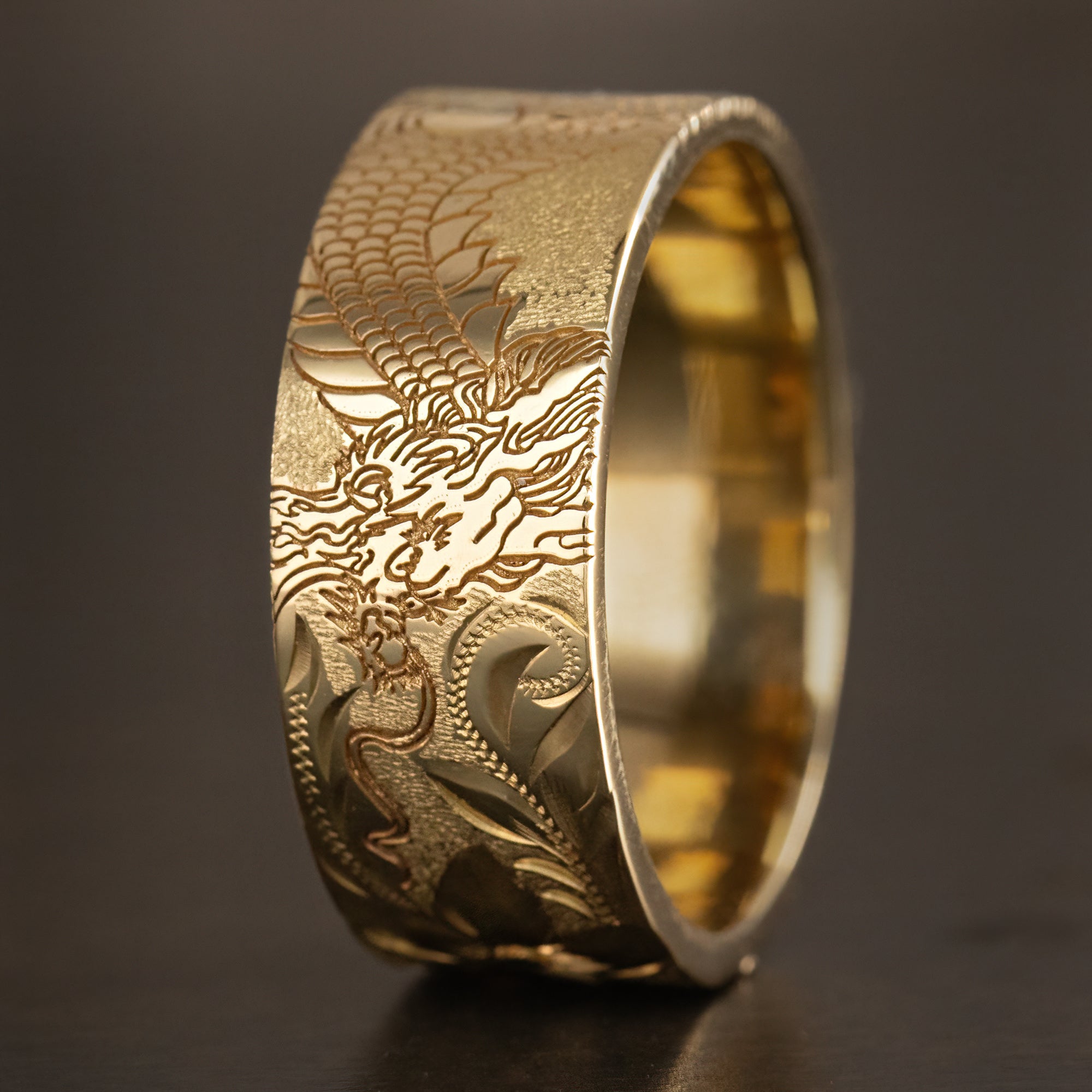 14k Gold Rising Dragon Ring [8mm] " The Kelekona"