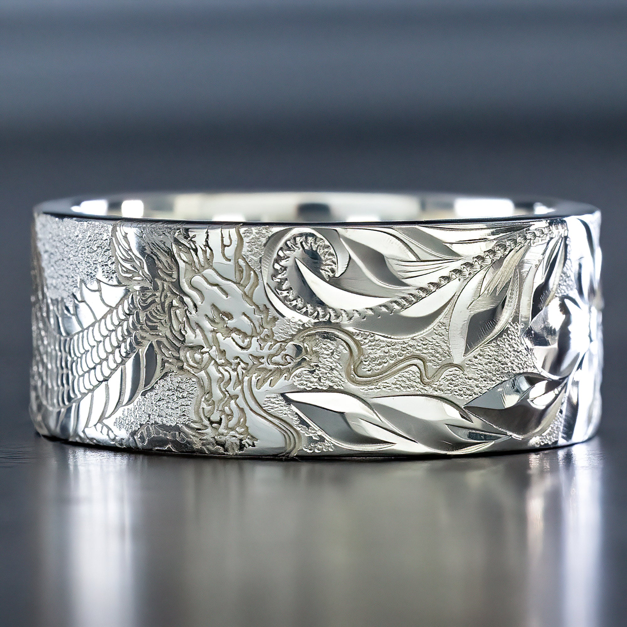 Sterling Silver Rising Dragon Ring [10mm] " The Kelekona"