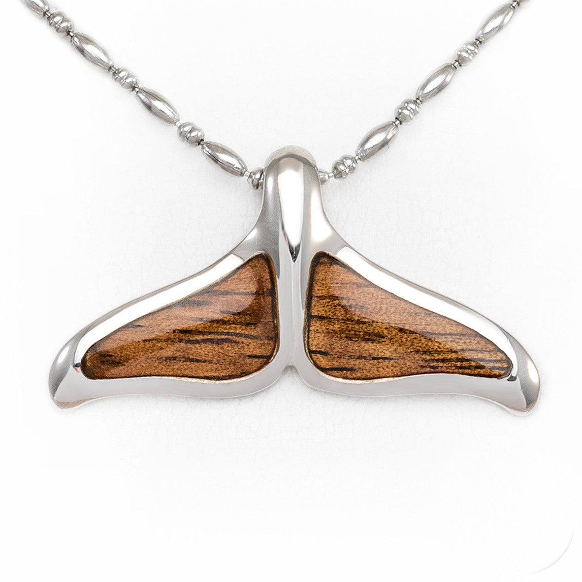 925 Sterling Silver Dolphin Pendant with Koa Wood Inlay