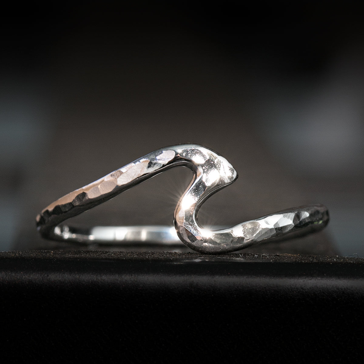 Sterling Silver Hammerd Finish Wave Ring