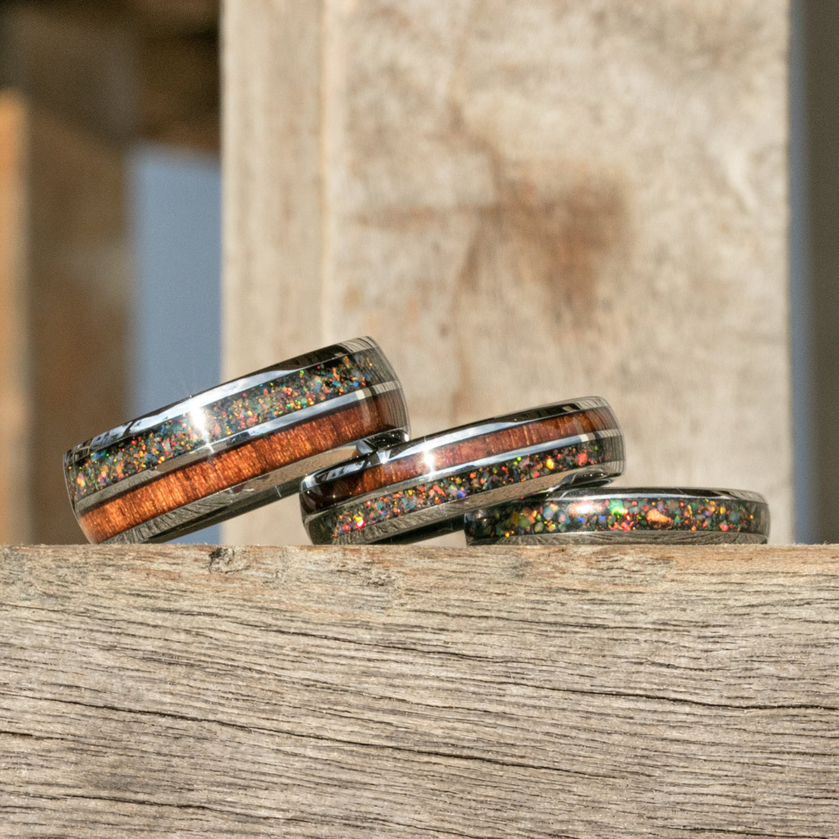 Tungsten Carbide Ring with Fire Opal Inlay - 4mm, Dome Shape, Comfort Fitment