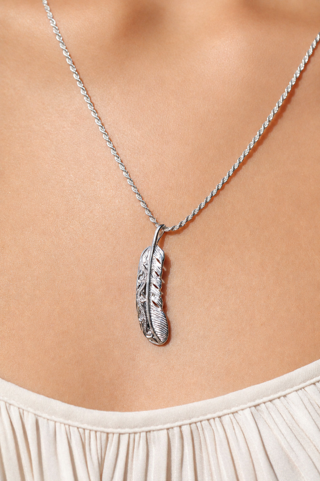 Sterling Silver Feather Pendant