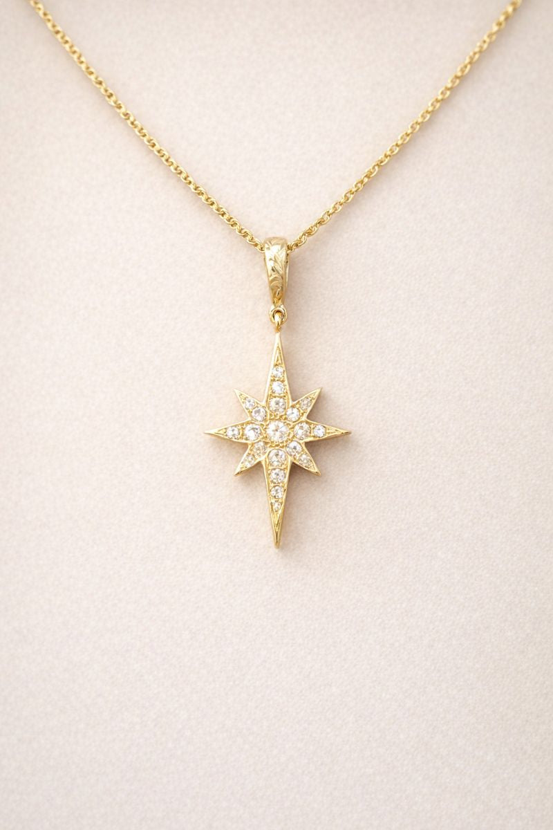 Pendentif Diamant De Laboratoire 14K - Moissanite Blanche - Monture Or Jaune Plaqué Sur Argent 925 - Occasion