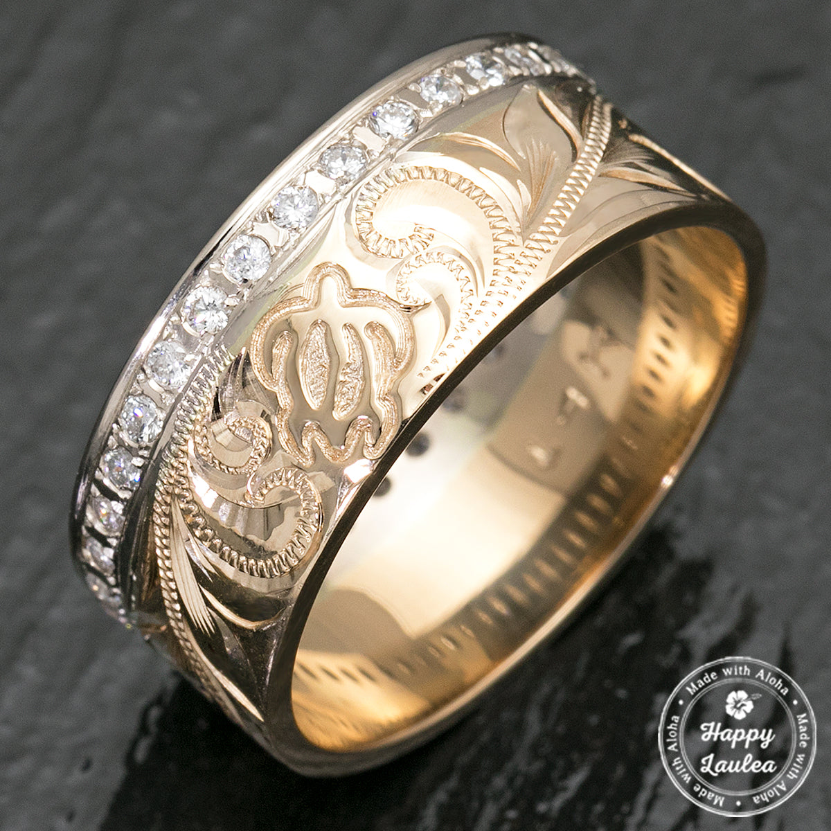 Solid Gold Hawaiian 'The Honu' Infinity Ring [9mm width] Flat Shape