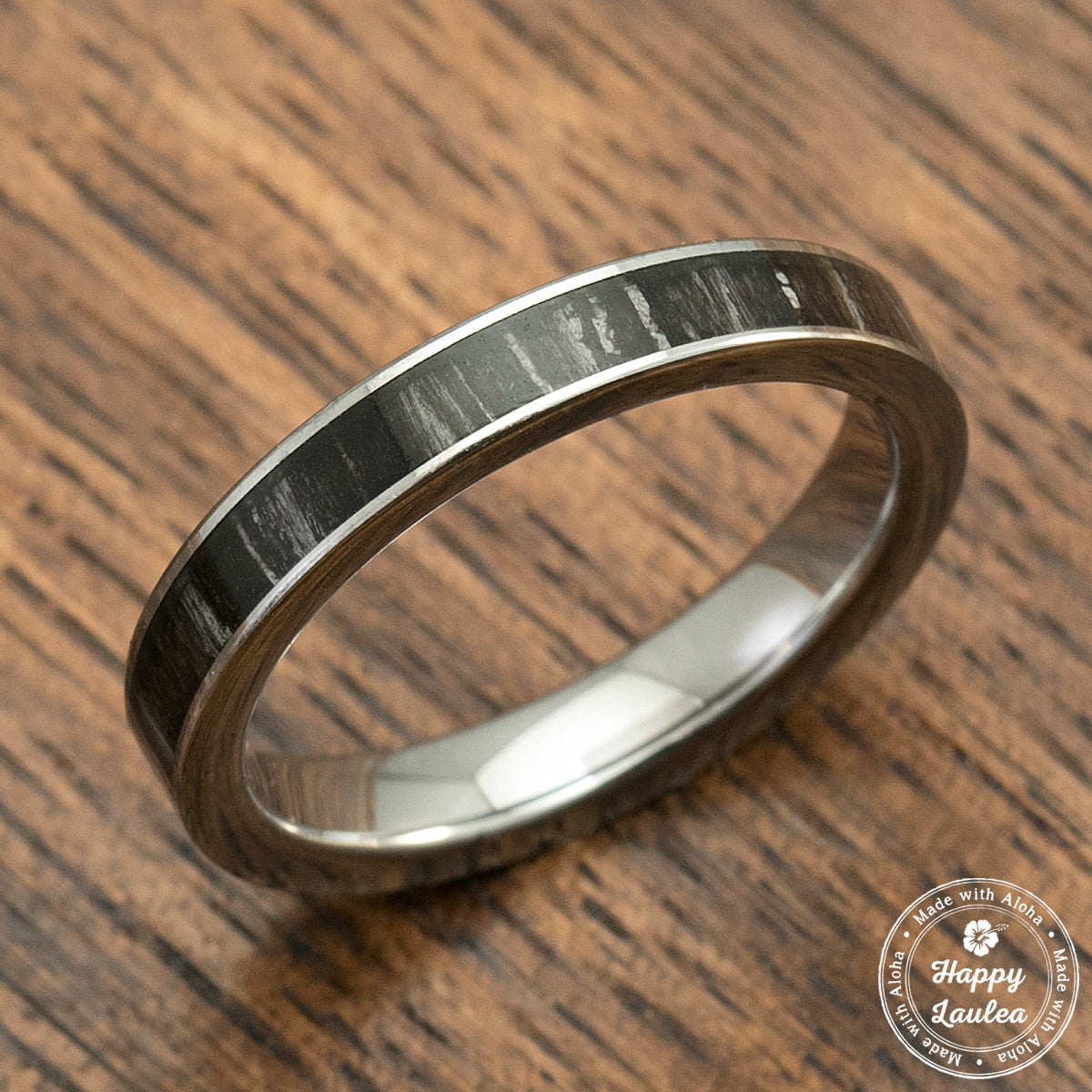 Black tungsten carbide ring sales with an ebony wood inlay