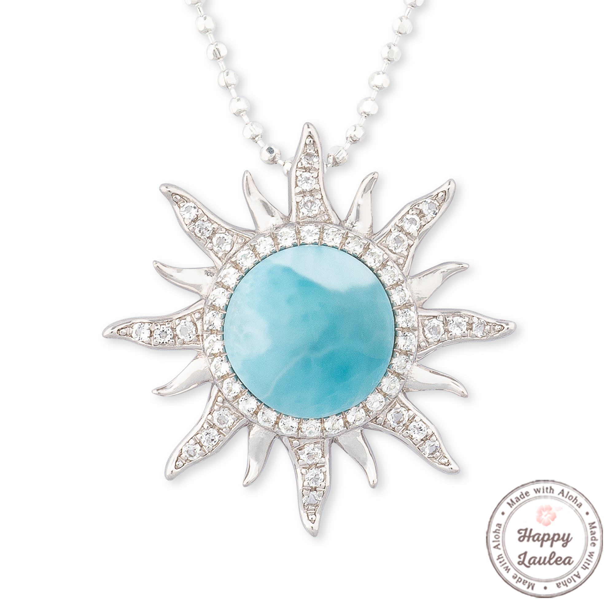 Sterling Silver Sun Larimar Pendant