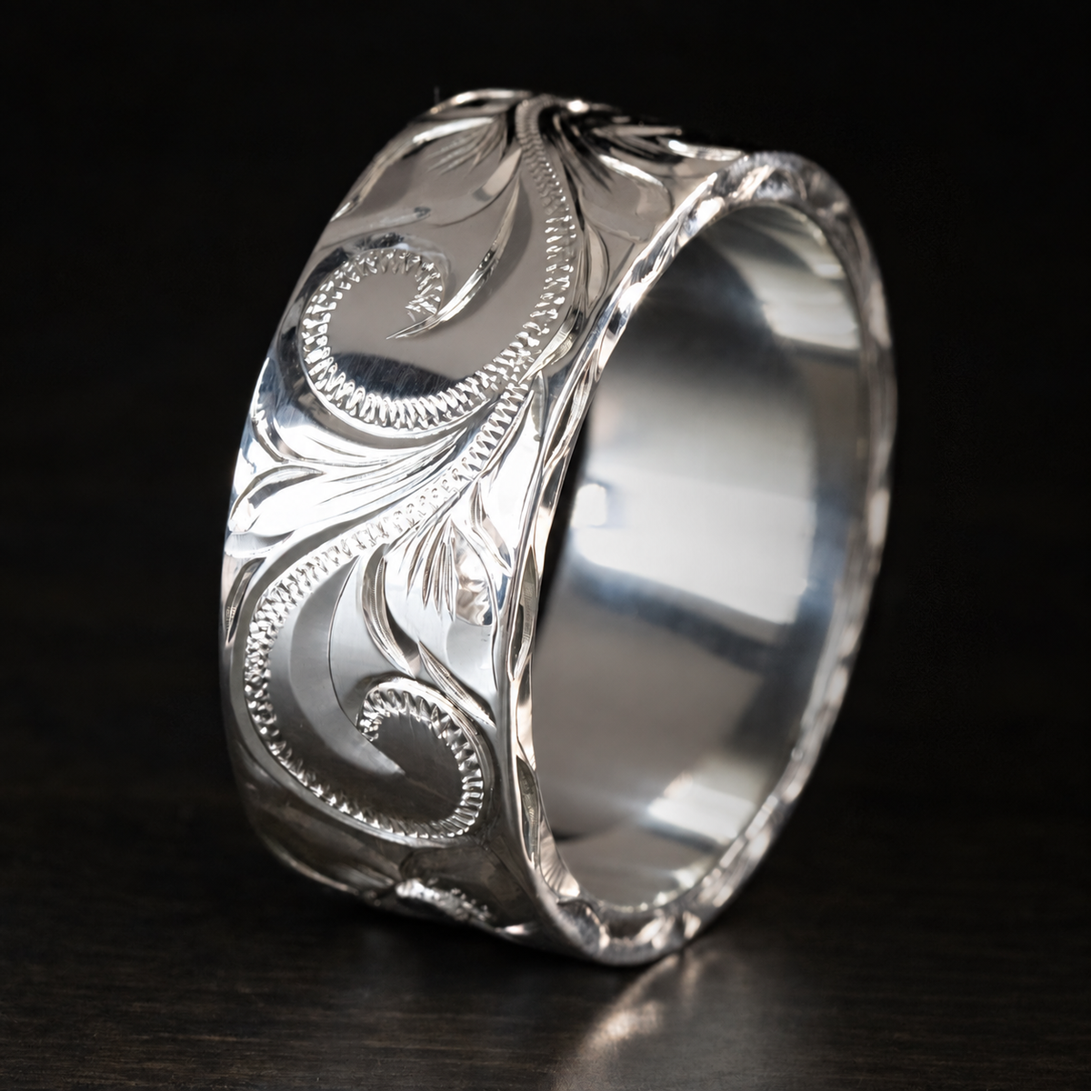 10mm heavy style Hawaiian hand engraved ring, clean product image