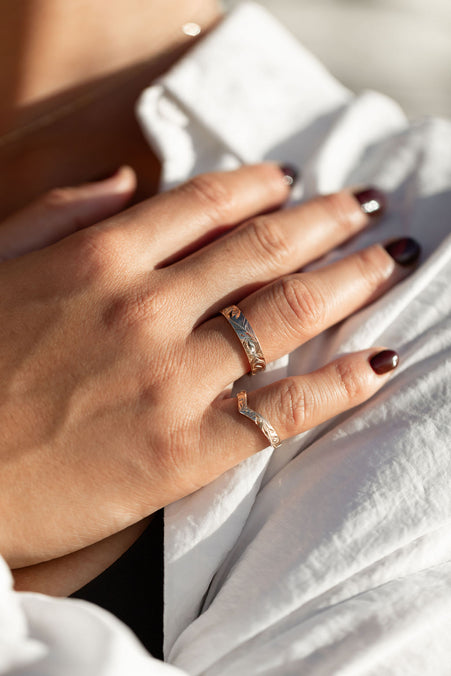 Solid Gold Chevron Wishbone Ring [3mm width] Hand Made Hawaiian Jewelry
