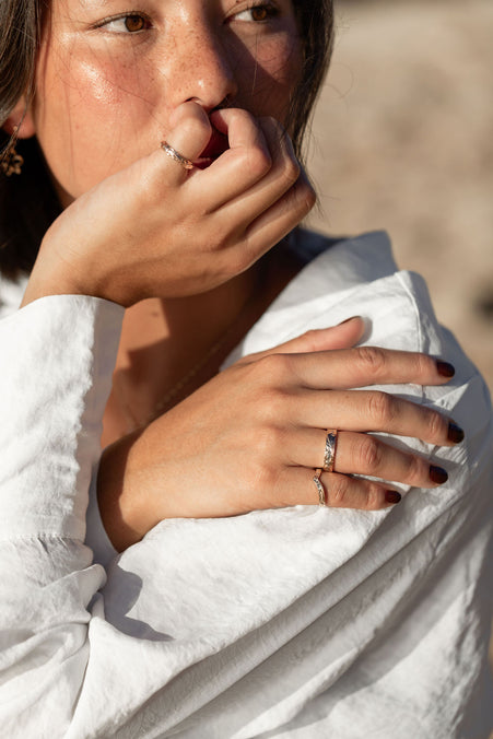 Solid Gold Chevron Wishbone Ring [3mm width] Hand Made Hawaiian Jewelry