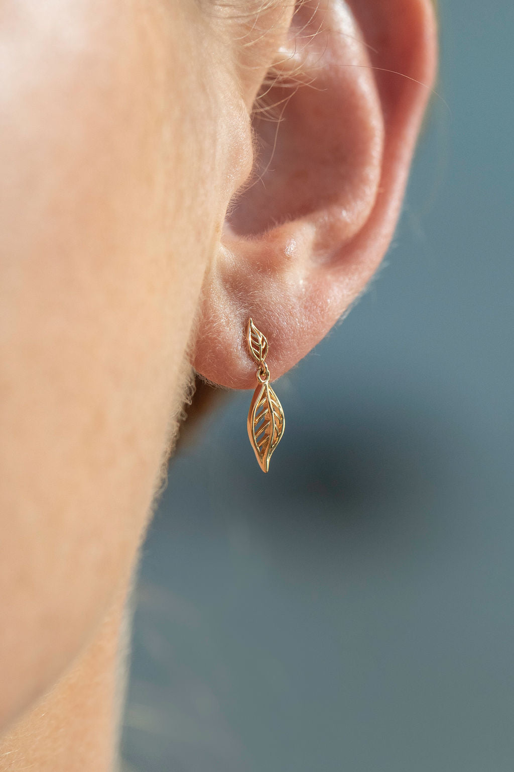 Diamond Maile Leaf Stud Earrings
