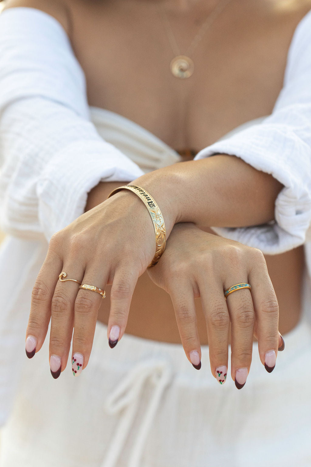 Turquoise & 18K Gold Flake Ring [4mm width]