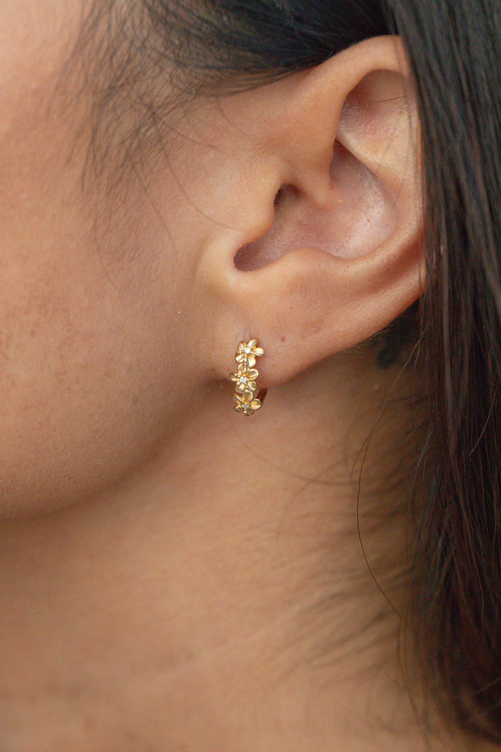 Plumeria Huggie Earrings