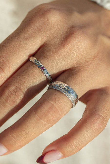 Solid Gold Infinity Diamond Ring [6mm width]