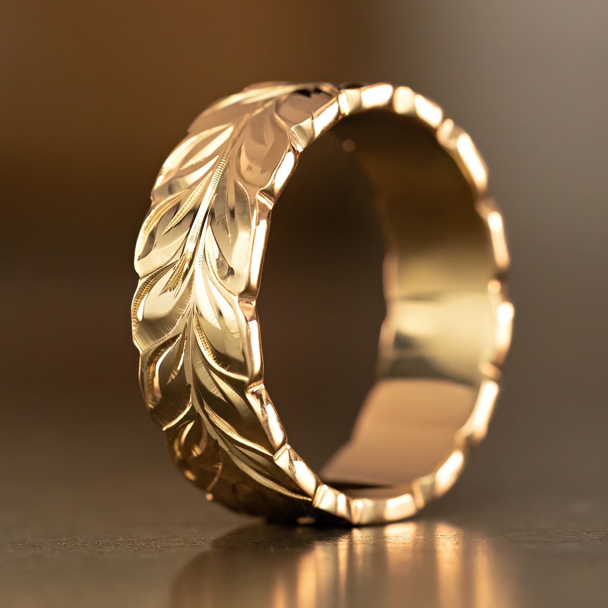 Solid Gold Maile Ring [8mm width]