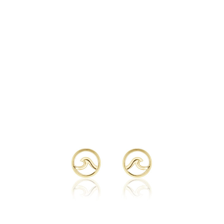 14K Mini Wave Stud Earrings