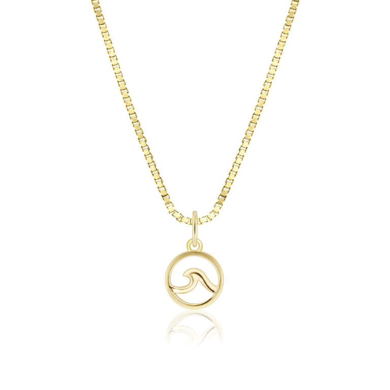 14K Gold Mini Wave Pendant