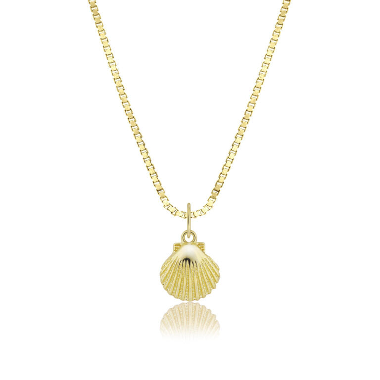 14K Gold Mini Sunrise Seashell Pendant