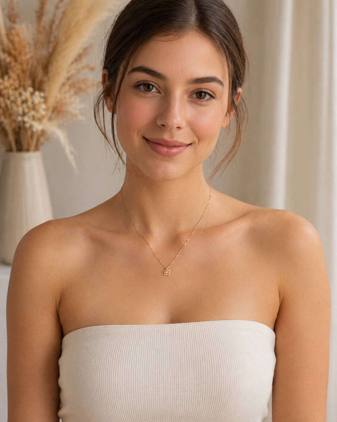 mini Solid Gold Diamond Floating Plumeria - 10mm