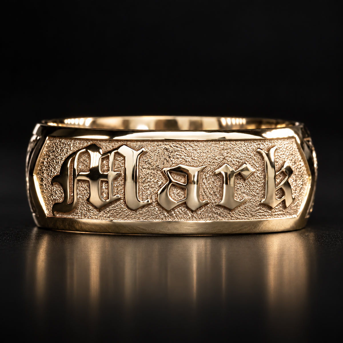 Solid Gold Personalized Name Ring [6 or 8mm width] Hand Made Hawaiian Jewelry / Barrel Shape