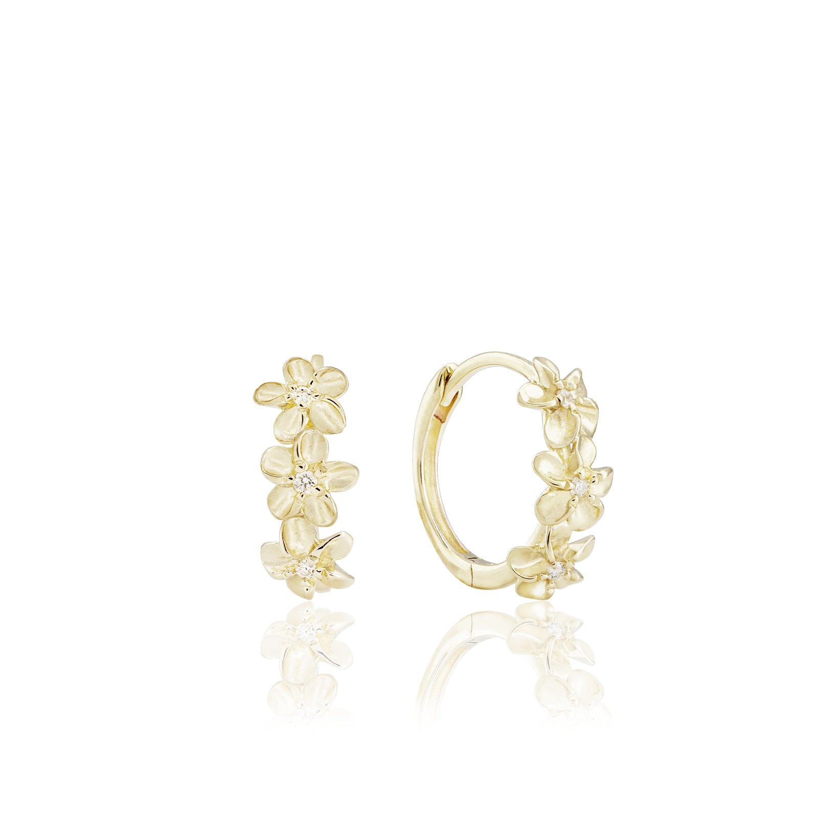 Plumeria Huggie Earrings