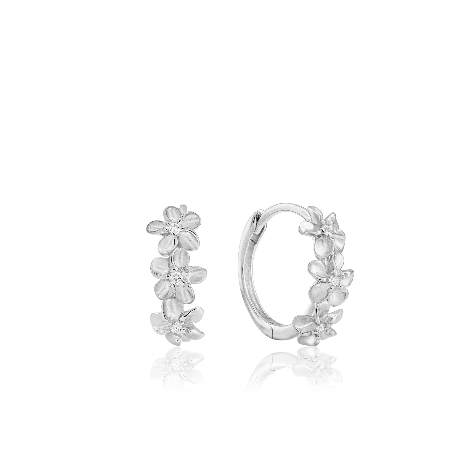 Plumeria Huggie Earrings