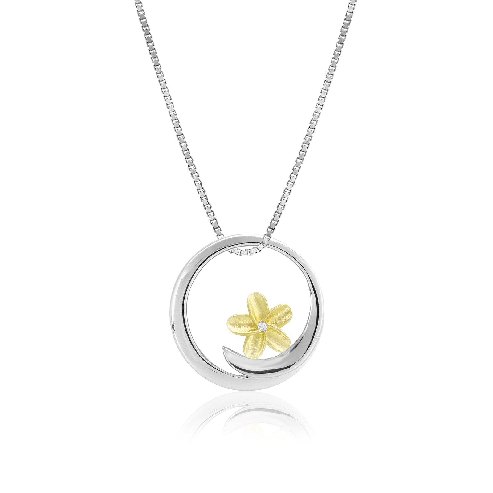 Plumeria Wave Pendant with Diamond