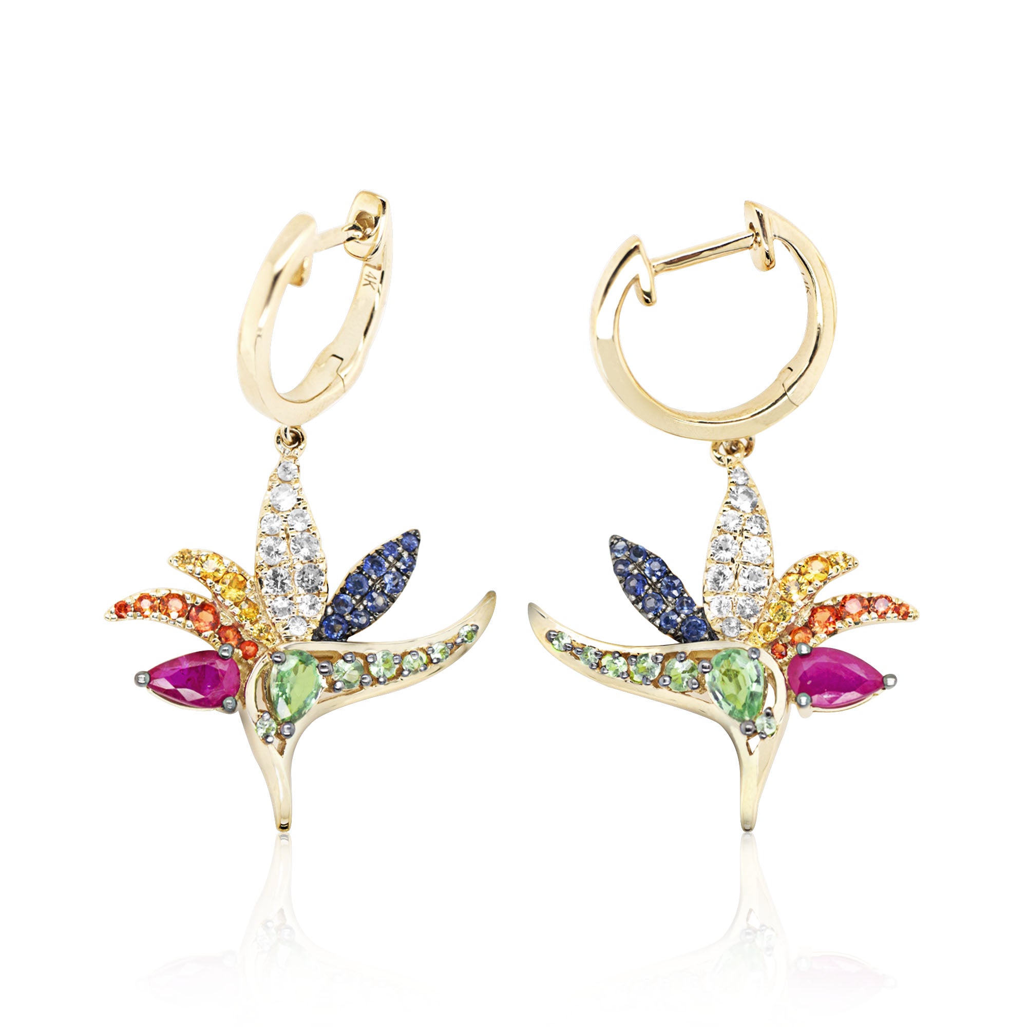 Bird of Paradise Hoop Earrings