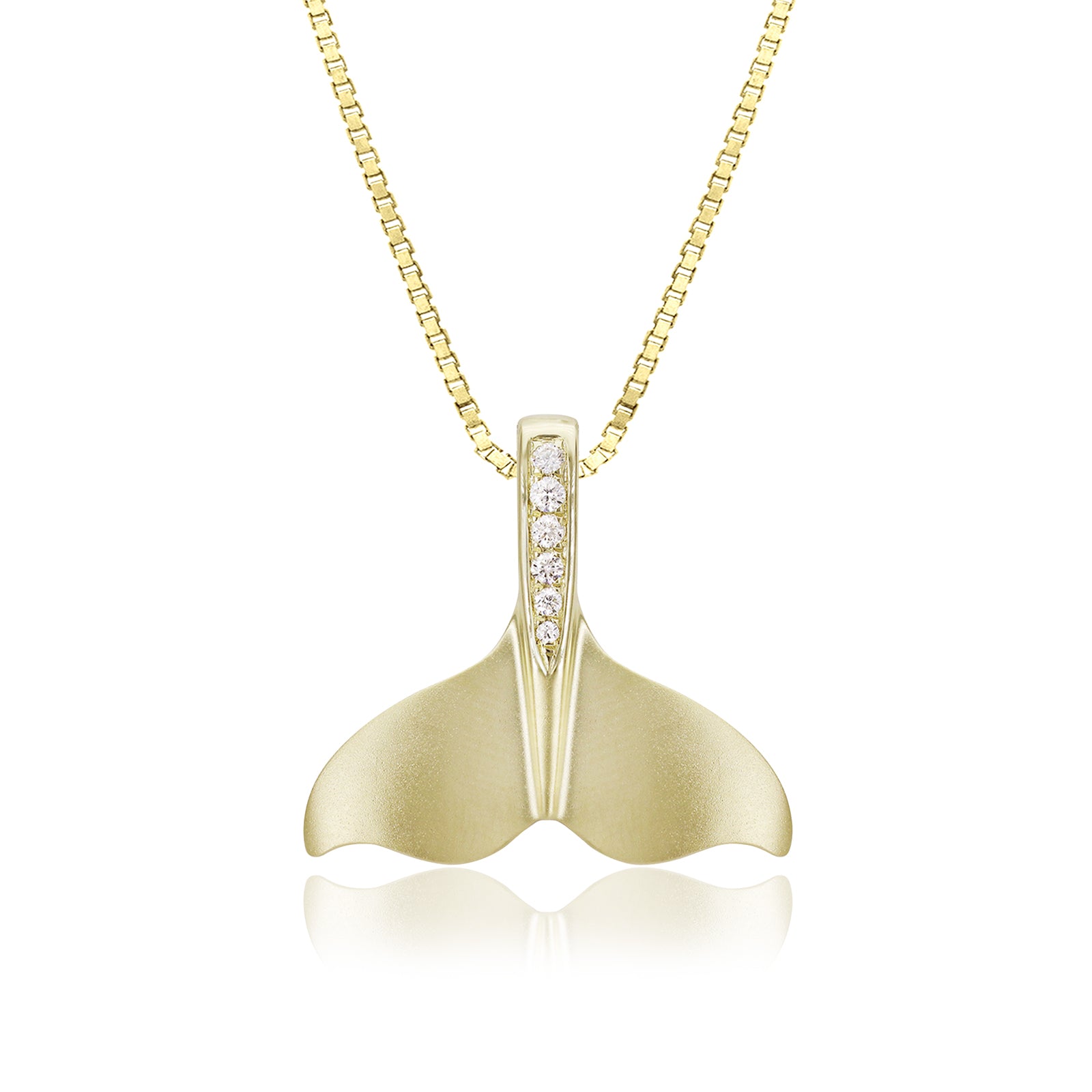 14K Gold Diamond Whale Tail Pendant [25mm]
