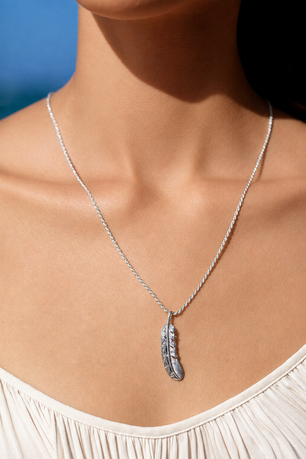 Sterling Silver Feather Pendant