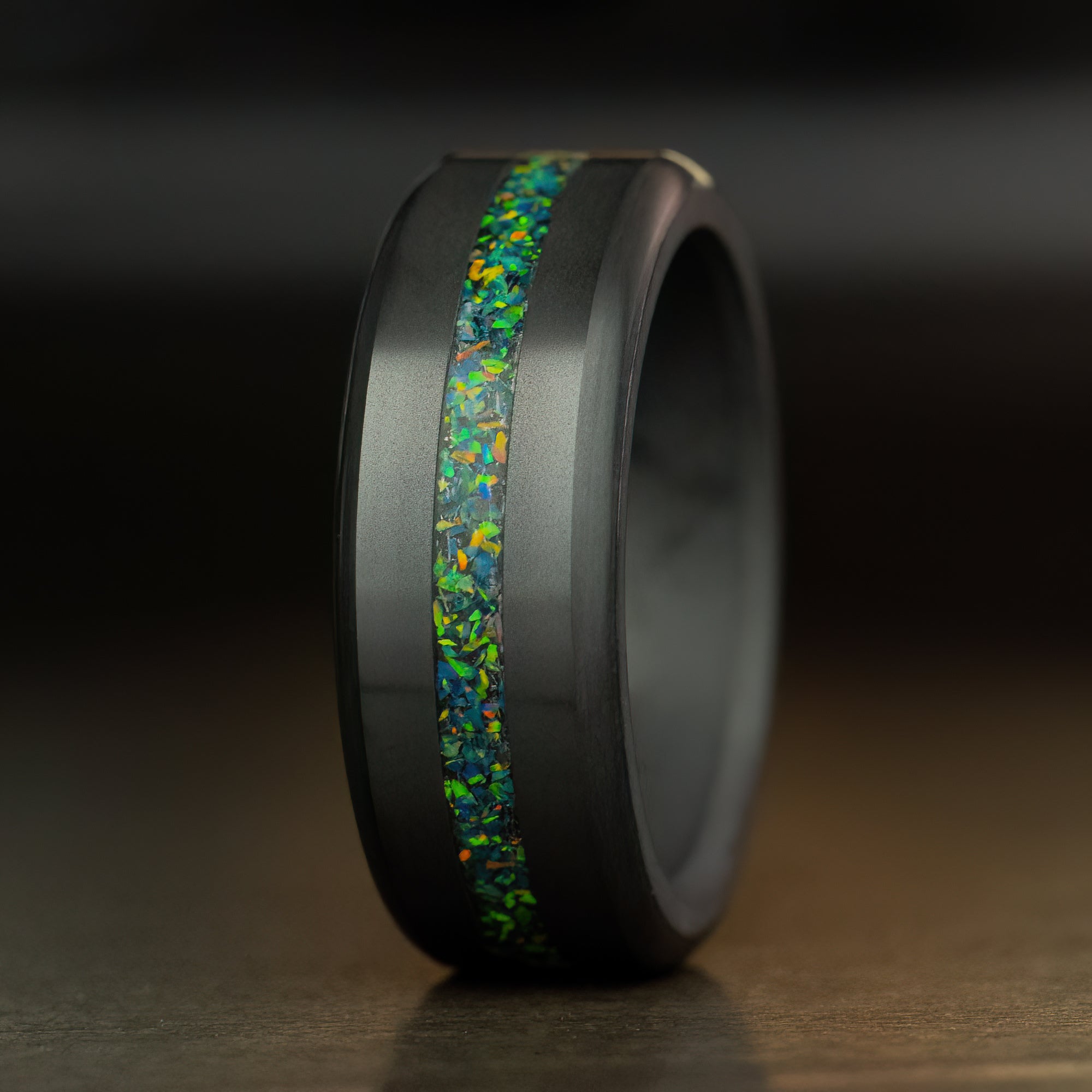 Black Diamond Ring & Green Opal [Custom Made]