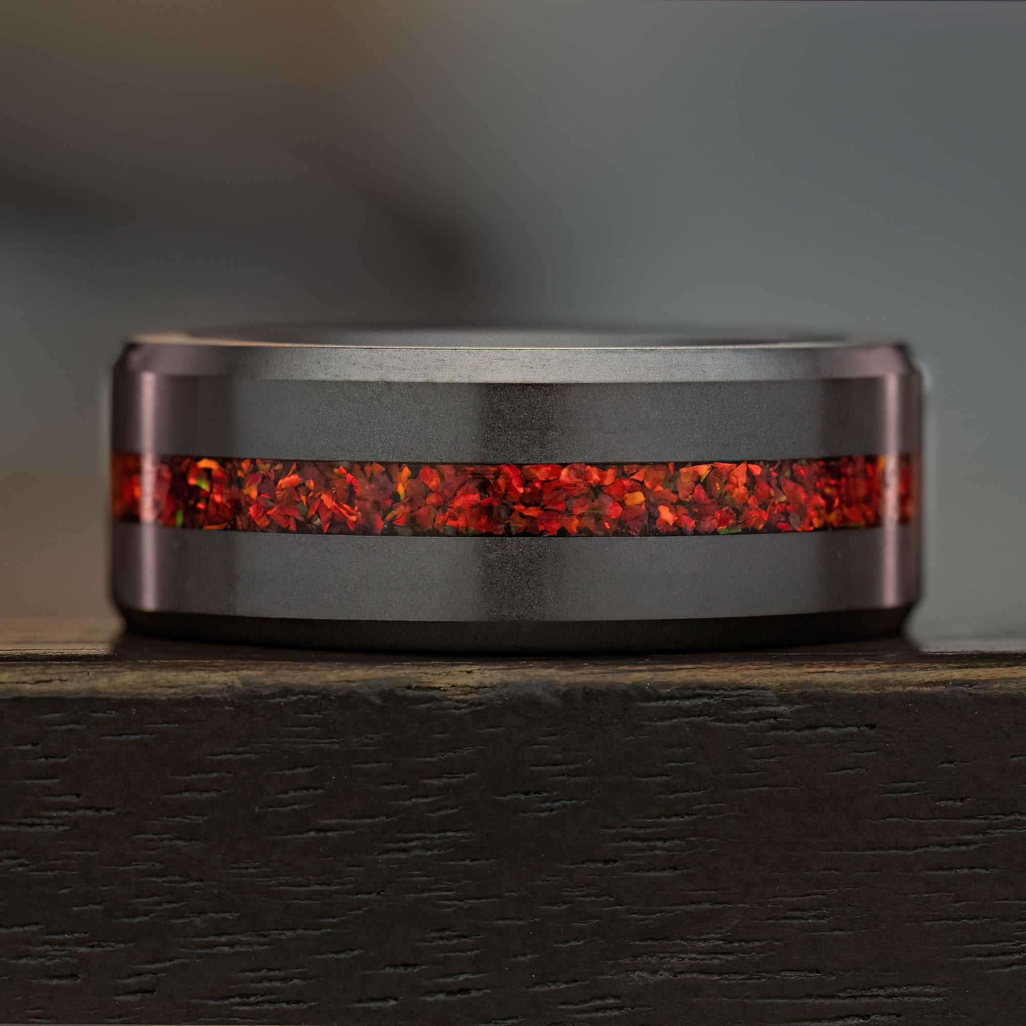 Black Diamond Ring & Fire Opal [Custom Made]
