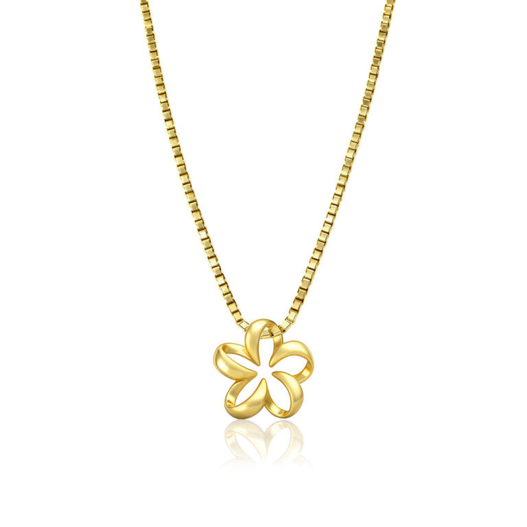 Gold Floating Plumeria Pendant 10mm
