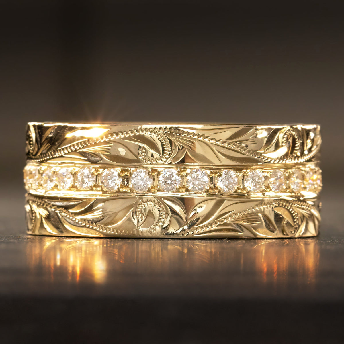 14K Solid Gold 'Palena ʻole' Infinity Diamond Hawaiian Heritage Ring [8mm width]