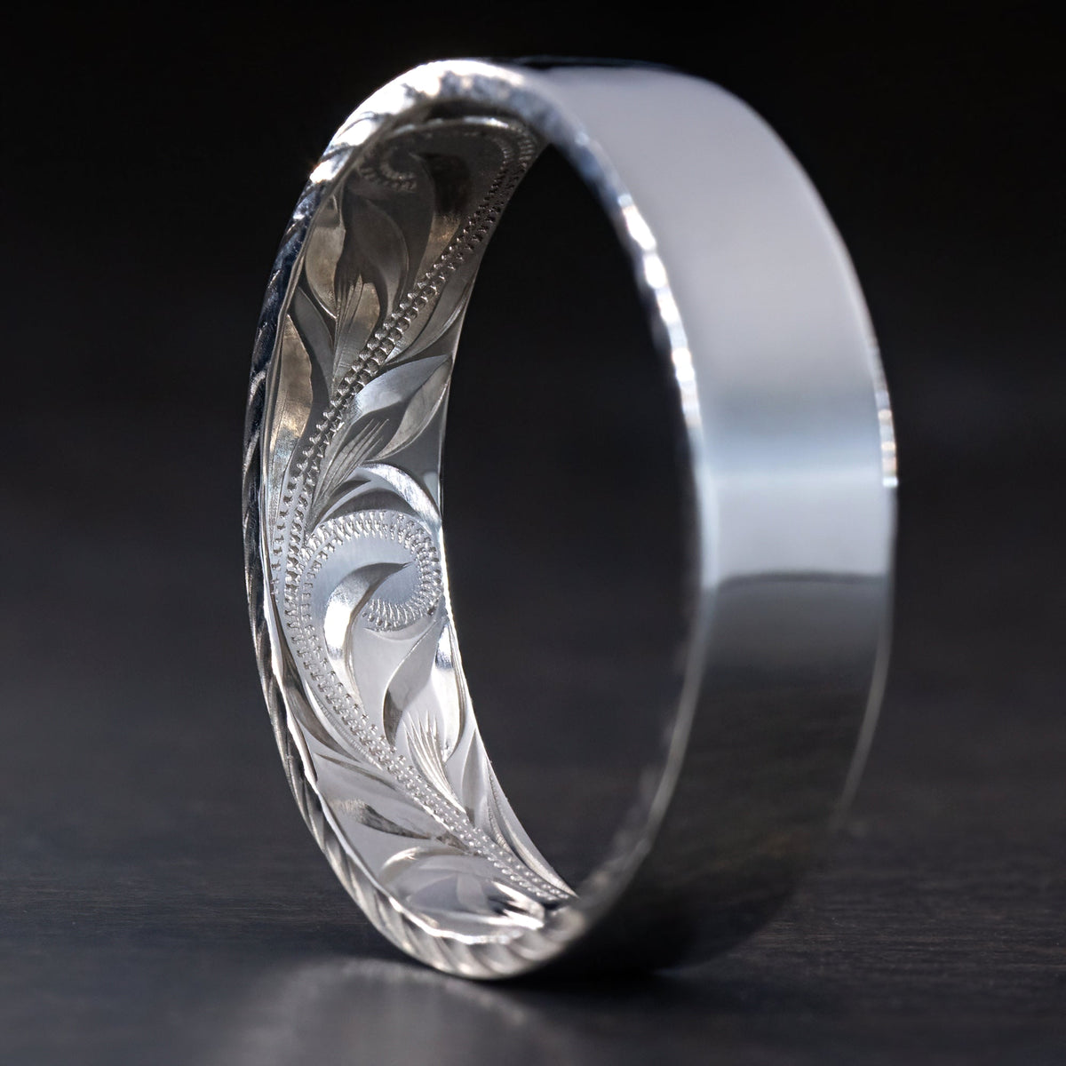 Solid Gold Inside Engraved Ring [7mm width] Hawaiian Heritage Design