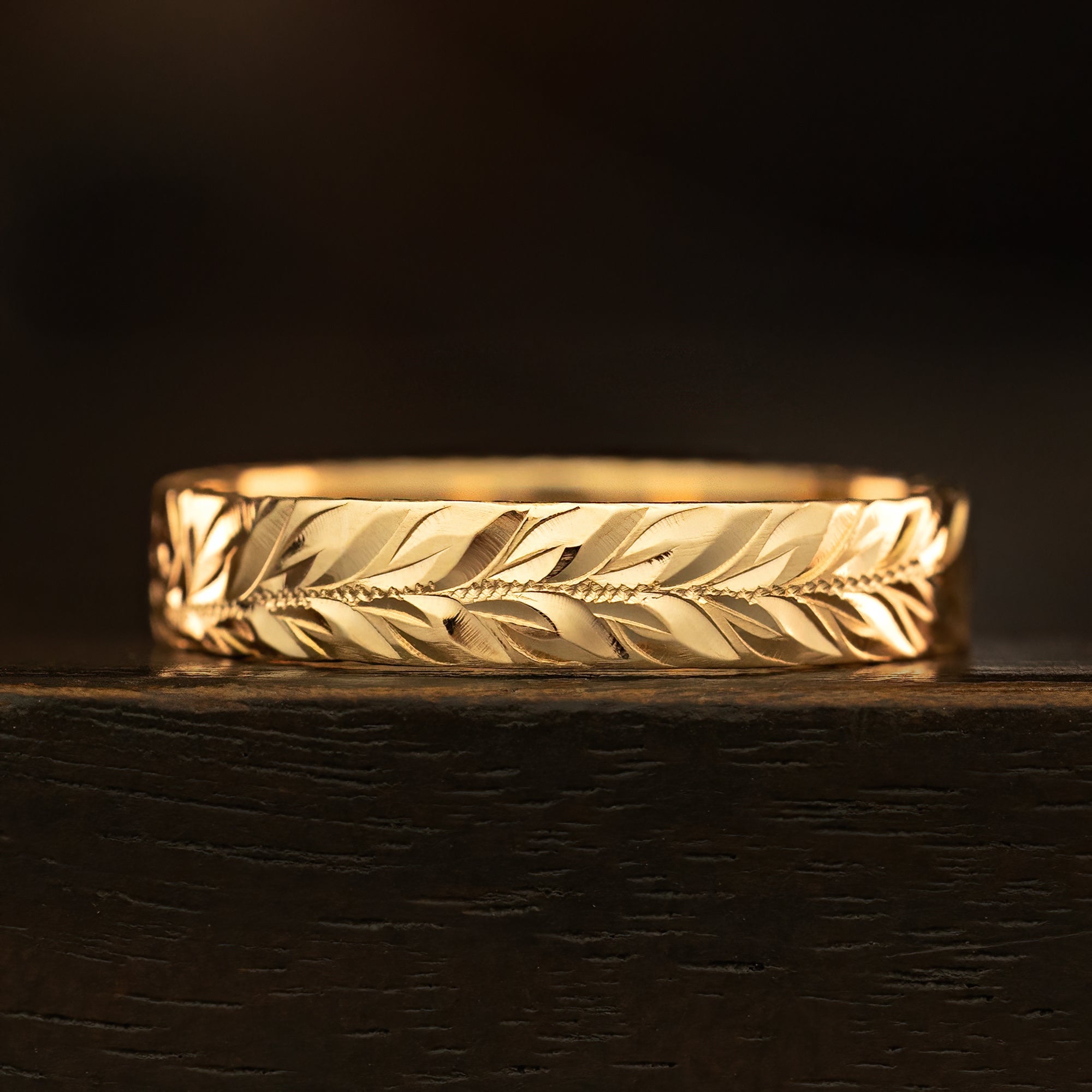 Solid Gold Maile Ring [4mm width]