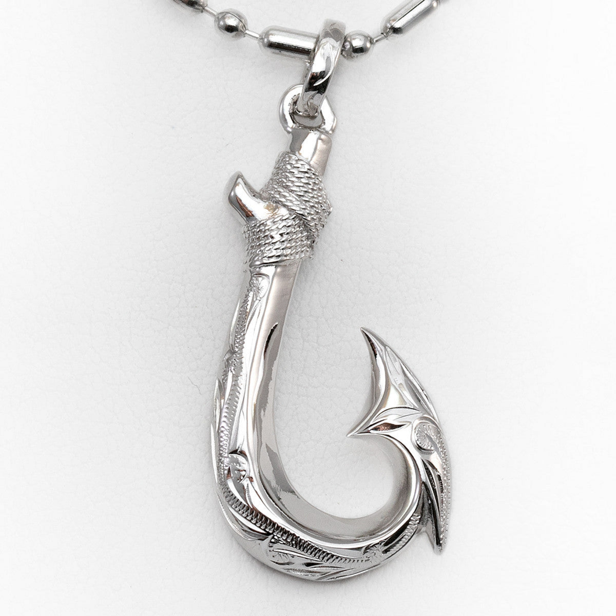 925 Sterling Silver Fish Hook Pendant Hand Engraved Hawaiian Heirloom Jewelry