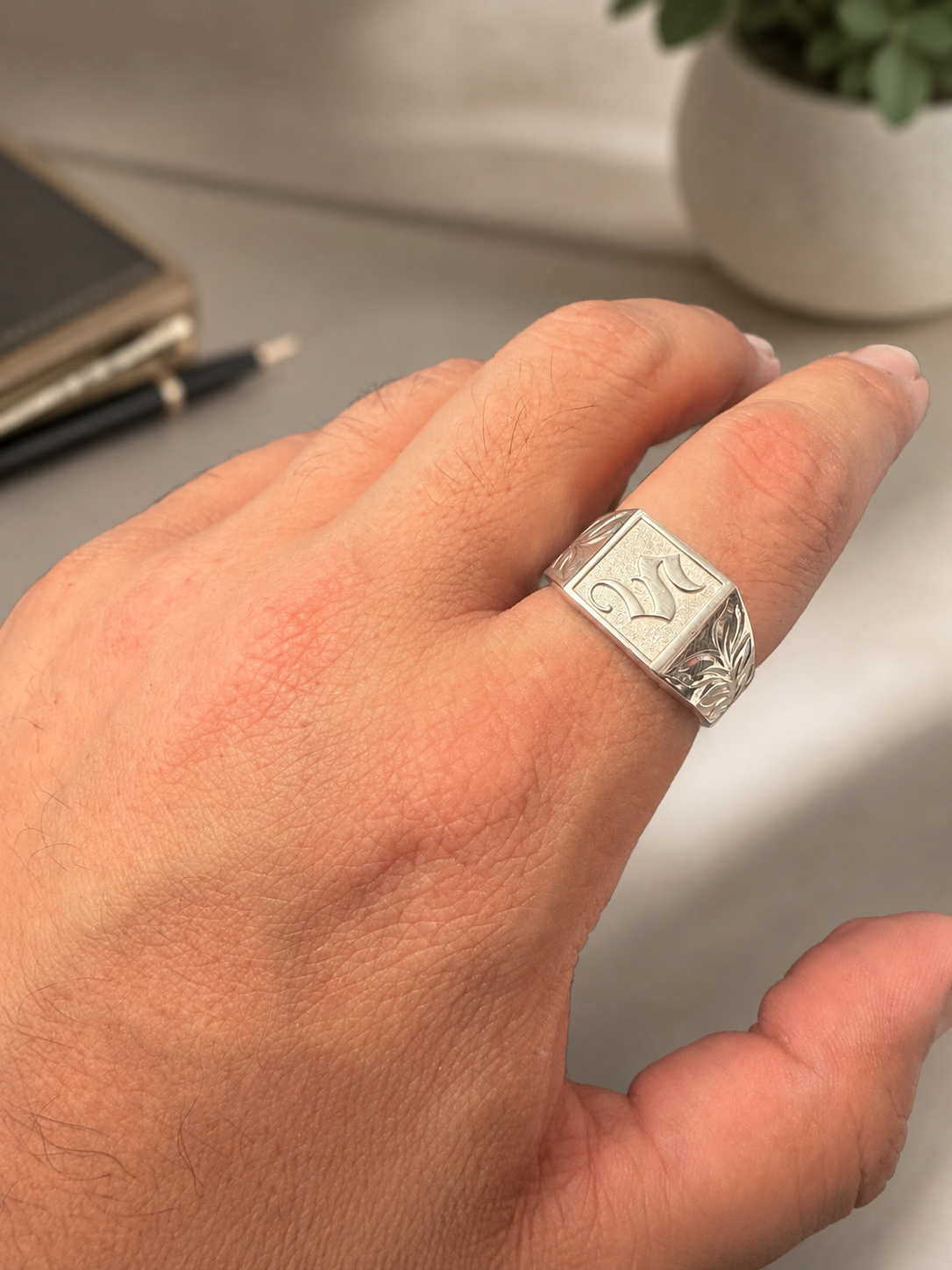Sterling Silver Initial Tapper Ring